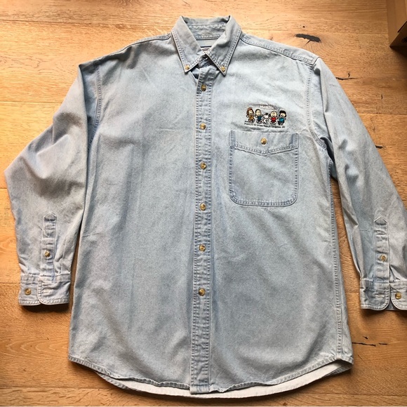 Peanuts Snoopy vintage denim chambray shirt size M/L - Picture 1 of 5